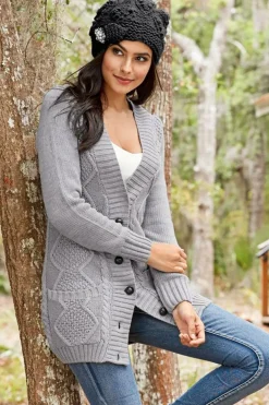 Outlet Dear-Lover Front Pocket and Buttons Closure Cardigan Gray