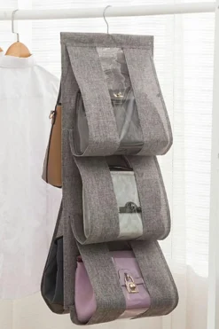 Best Dear-Lover Hanging Cotton Linen Storage Bag Gray
