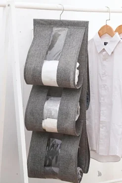 Best Dear-Lover Hanging Cotton Linen Storage Bag Gray