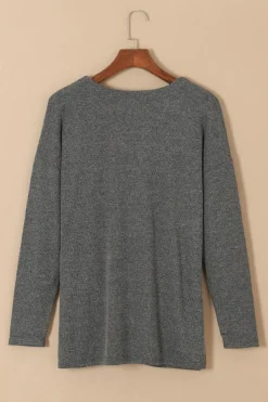 Clearance Dear-Lover Heather Knit Pocketed Button Front Cardigan Gray