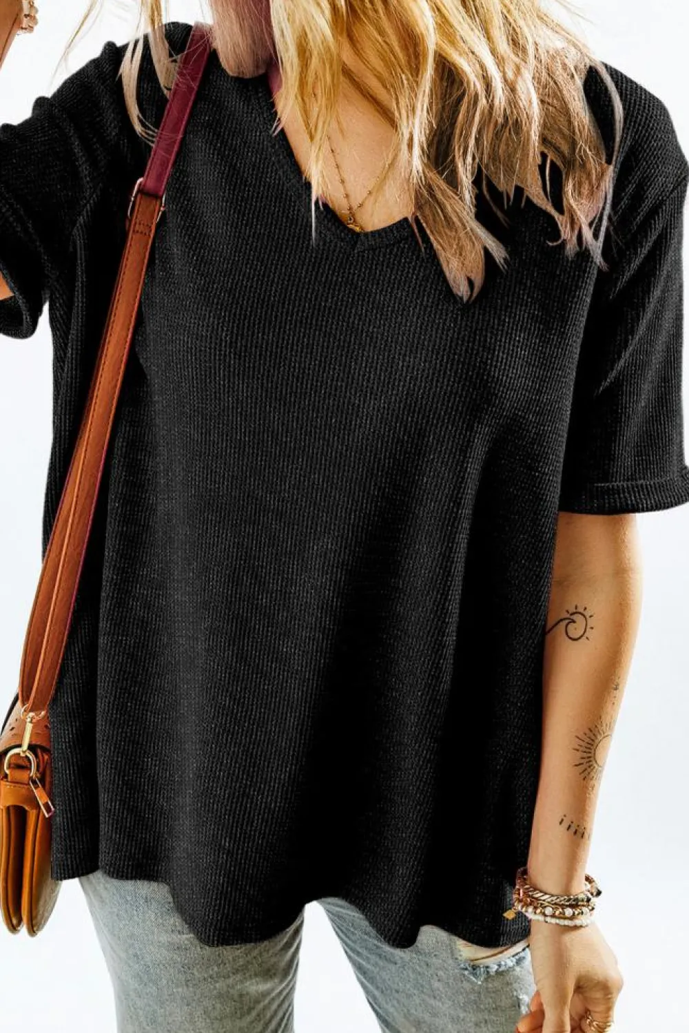 New Dear-Lover High Low Cuffed Tee Gray
