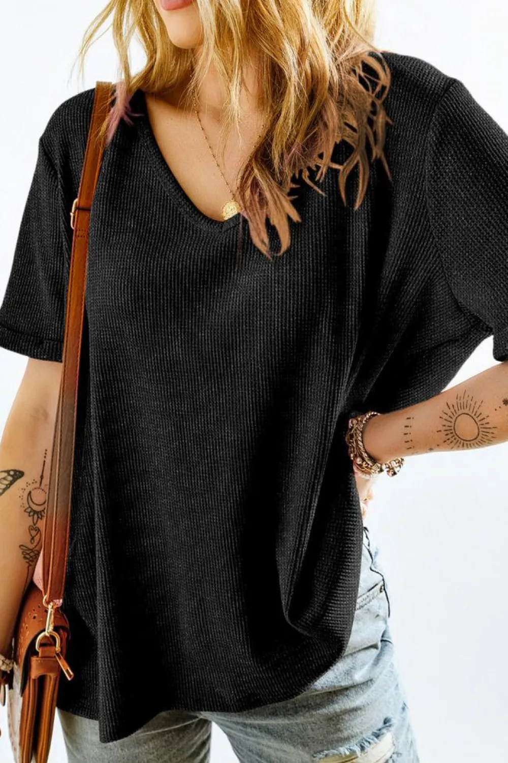 New Dear-Lover High Low Cuffed Tee Gray