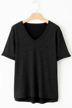 New Dear-Lover High Low Cuffed Tee Gray
