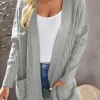 Outlet Dear-Lover Knit Texture Long Cardigan Gray