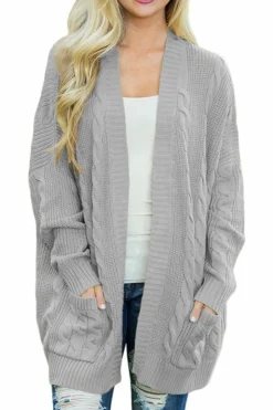 Outlet Dear-Lover Knit Texture Long Cardigan Gray