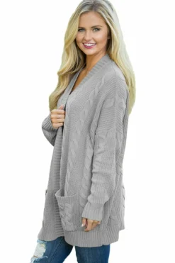 Outlet Dear-Lover Knit Texture Long Cardigan Gray