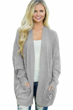 Outlet Dear-Lover Knit Texture Long Cardigan Gray