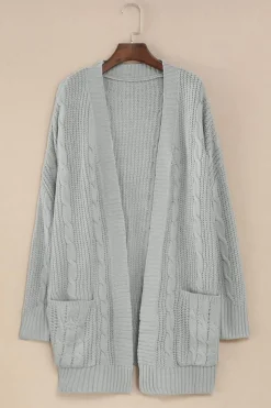 Outlet Dear-Lover Knit Texture Long Cardigan Gray