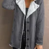 Hot Dear-Lover Lapel Collar Button Fleece Jacket Gray