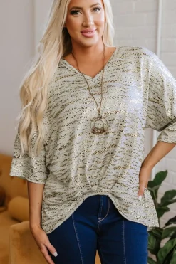 Online Dear-Lover Leopard Print Half Sleeve V Neck Loose Fit T Shirt Gray