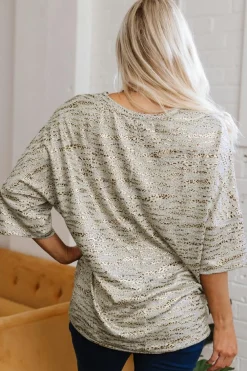 Online Dear-Lover Leopard Print Half Sleeve V Neck Loose Fit T Shirt Gray