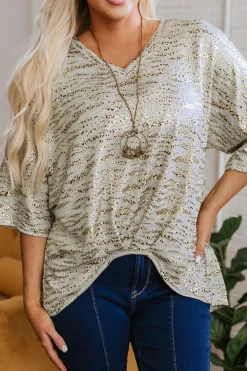 Online Dear-Lover Leopard Print Half Sleeve V Neck Loose Fit T Shirt Gray
