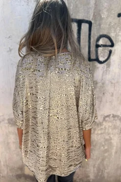 Online Dear-Lover Leopard Print Half Sleeve V Neck Loose Fit T Shirt Gray