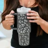 New Dear-Lover Leopard Print 40OZ Stainless Steel Portable Cup with Handle Gray