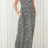 Clearance Dear-Lover Leopard Print Pocketed Sleeveless Maxi Dress Gray