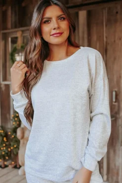 Hot Dear-Lover Long Sleeve Pullover and Jogger Pants Lounge Set Gray