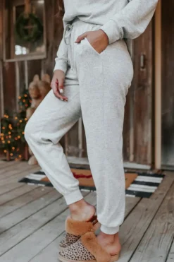 Hot Dear-Lover Long Sleeve Pullover and Jogger Pants Lounge Set Gray