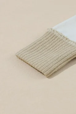 Sale Dear-Lover Long Sleeve Textured Knit Patchwork Hoodie Gray