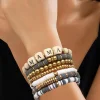 Online Dear-Lover MAMA Beaded Multi Layered Bracelet Gray