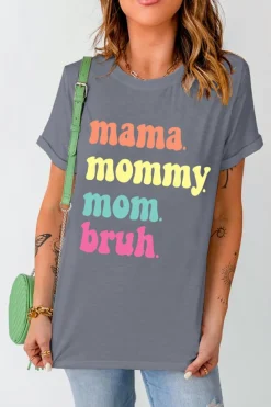 Best Dear-Lover mama mommy mom bruh Crew Neck Graphic Tee Gray