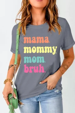 Best Dear-Lover mama mommy mom bruh Crew Neck Graphic Tee Gray