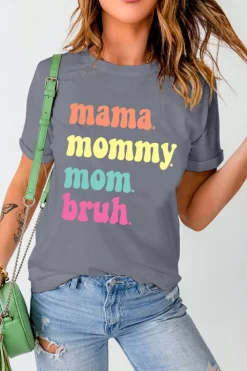 Best Dear-Lover mama mommy mom bruh Crew Neck Graphic Tee Gray