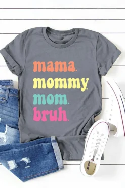 Best Dear-Lover mama mommy mom bruh Crew Neck Graphic Tee Gray