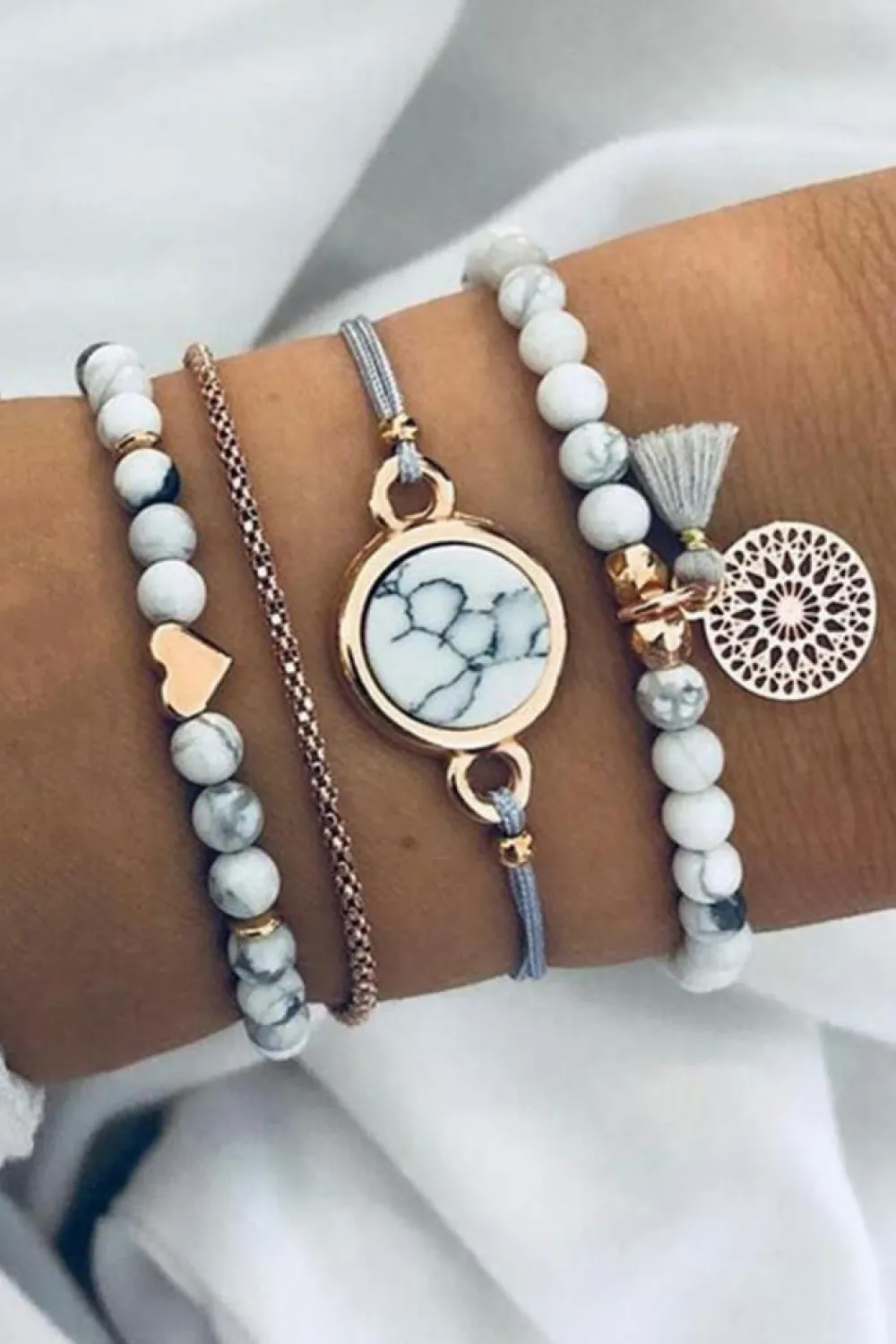 New Dear-Lover Marble Bracelet Set Gray