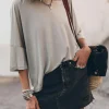 Hot Dear-Lover Oversized Flowy Dropped Shoulder T-shirt Gray