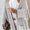 Online Dear-Lover Oversized Fold Over Sleeve Open Front Cardigan Gray