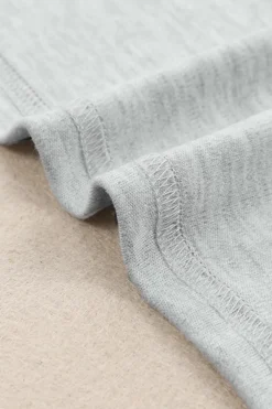 Fashion Dear-Lover Plain Crew Neck Long Sleeve Top Gray