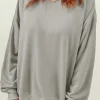 New Dear-Lover Plain Crew Neck Pullover Sweatshirt Gray