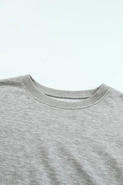 New Dear-Lover Plain Crew Neck Pullover Sweatshirt Gray