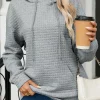 Outlet Dear-Lover Quilted Kangaroo Pocket Drawstring Hoodie Gray