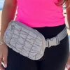 Sale Dear-Lover Quilted Puffer Belt Bag Fanny Pack Gray