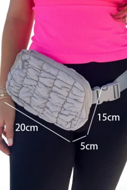 Sale Dear-Lover Quilted Puffer Belt Bag Fanny Pack Gray