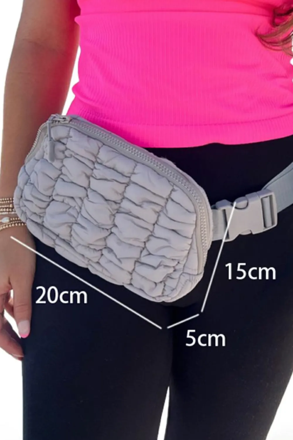 Sale Dear-Lover Quilted Puffer Belt Bag Fanny Pack Gray