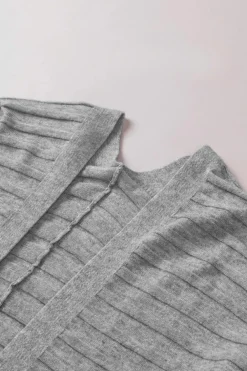 Online Dear-Lover Ribbed Open Front Knit Cardigan Gray