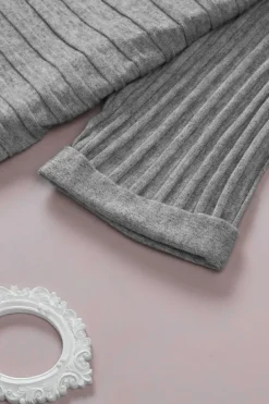 Online Dear-Lover Ribbed Open Front Knit Cardigan Gray