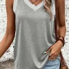 New Dear-Lover Ribbed V Neck Tank Gray