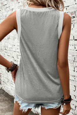 New Dear-Lover Ribbed V Neck Tank Gray