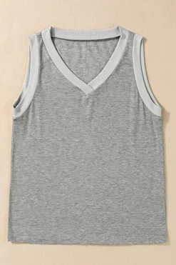 New Dear-Lover Ribbed V Neck Tank Gray