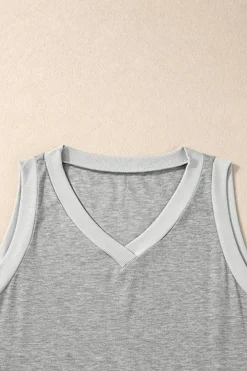 New Dear-Lover Ribbed V Neck Tank Gray
