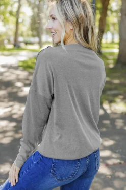 Hot Dear-Lover Ribbed Zip Knit Top Gray