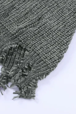 New Dear-Lover Ripped Raw Hem Chunky Pullover Sweater Gray