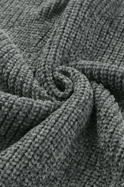 New Dear-Lover Ripped Raw Hem Chunky Pullover Sweater Gray