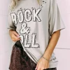 Best Dear-Lover Rock & Roll Graphic Distressed Vintage Tee Gray