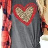 Online Dear-Lover Sequin Leopard Heart Graphic T-shirt Gray