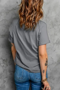Online Dear-Lover Sequin Leopard Heart Graphic T-shirt Gray