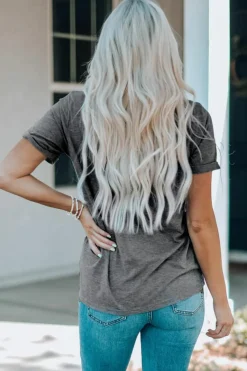 Online Dear-Lover Sequin Leopard Heart Graphic T-shirt Gray